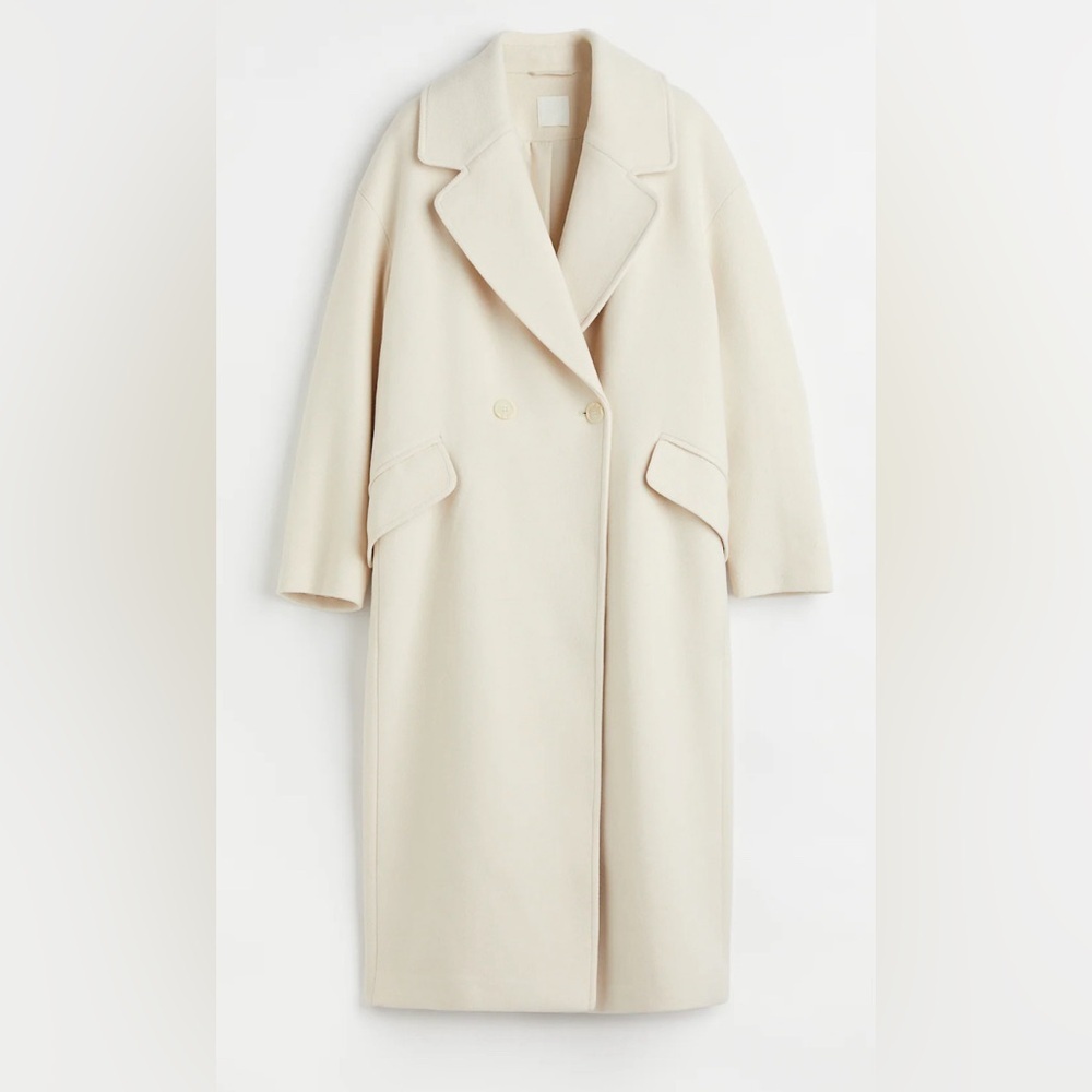 H&M Double Breasted Cream Coat. Size XXL.